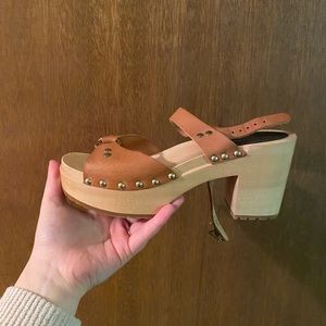 Chunky Wooden Heel Sandals (real wood and leather)